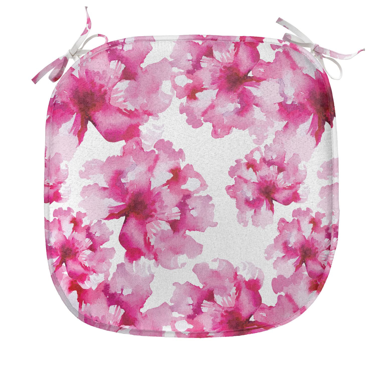 Ambesonne Watercolor Chair Seating Cushion Set of 2, Abstract Floral Arrangement Peonies Pattern Botany Themed and Nature Inspired, Anti-Slip Seat Padding for Kitchen & Patio, 16