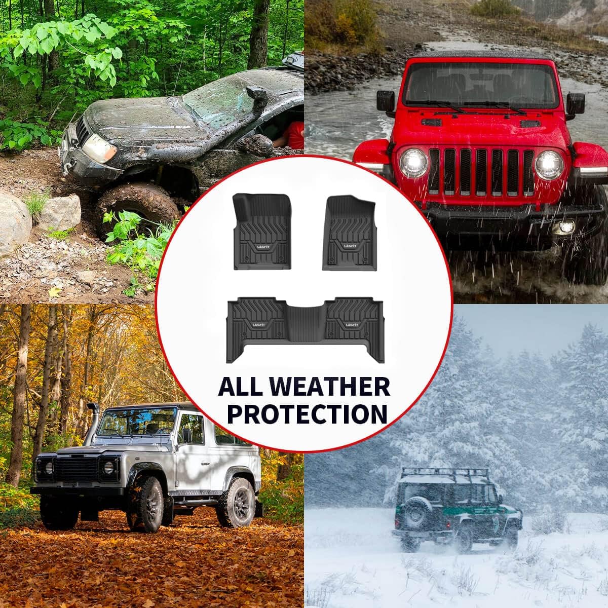 LASFIT Floor Mats Fit for Nissan Armada 2017-2018 / Infiniti QX56 2011-2013 / Infiniti QX80 2014-2018, All Weather TPE Custom Fit Easy Clean Durable No-Curling Floor Liners 1st & 2nd Row Car Mats - Image 4