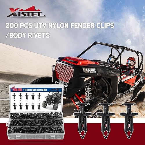 Miniatura 2 de Xislet 120 piezas UTV Nylon Fender Clips/Body Remaches compatibles con Polaris Ranger RZR Kawasaki Teryx Honda 90653-HC4-900 Pioneer Suzuki