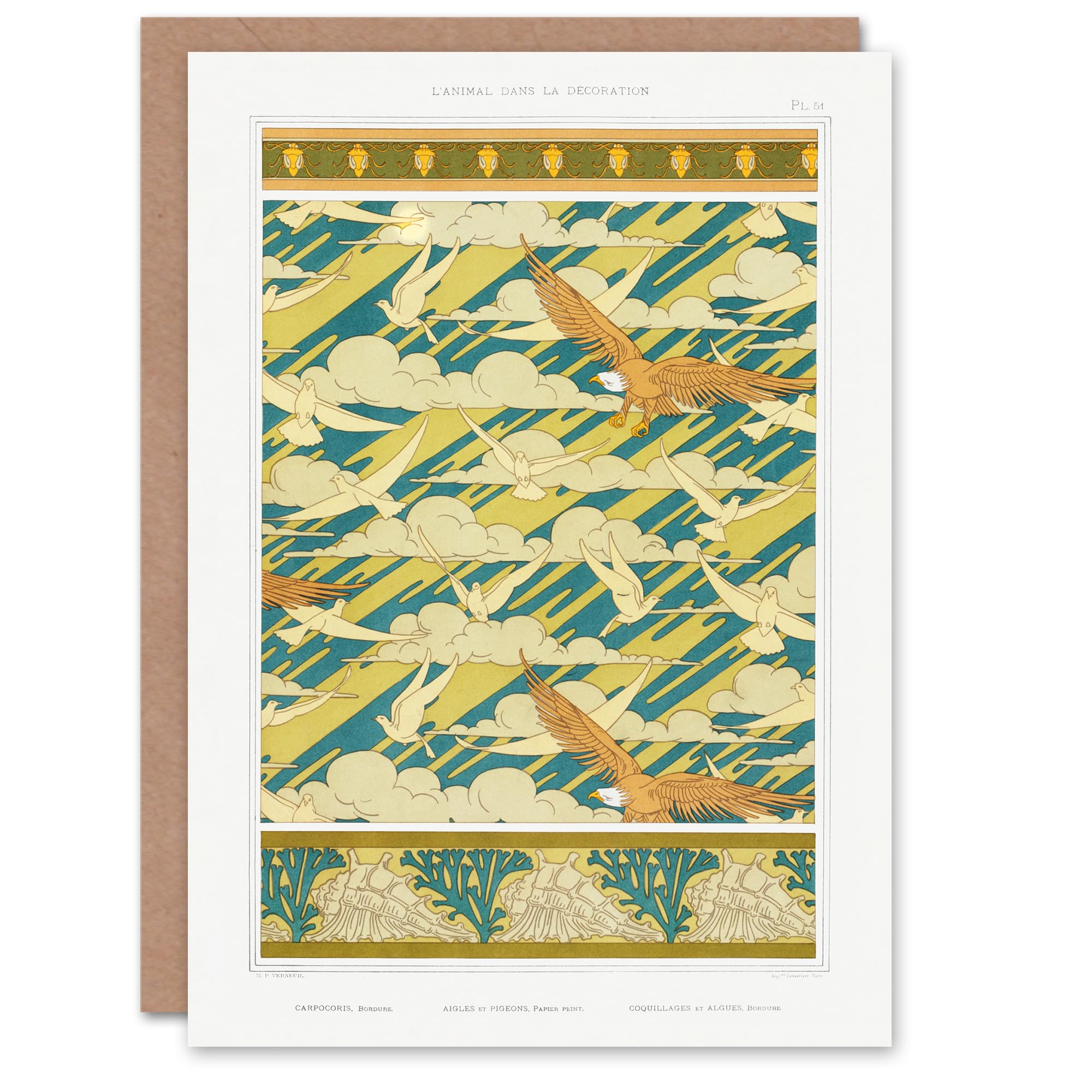 Artery8 Maurice Pillard Verneuil Art Card Eagles Doves and Sea Shell Patterns