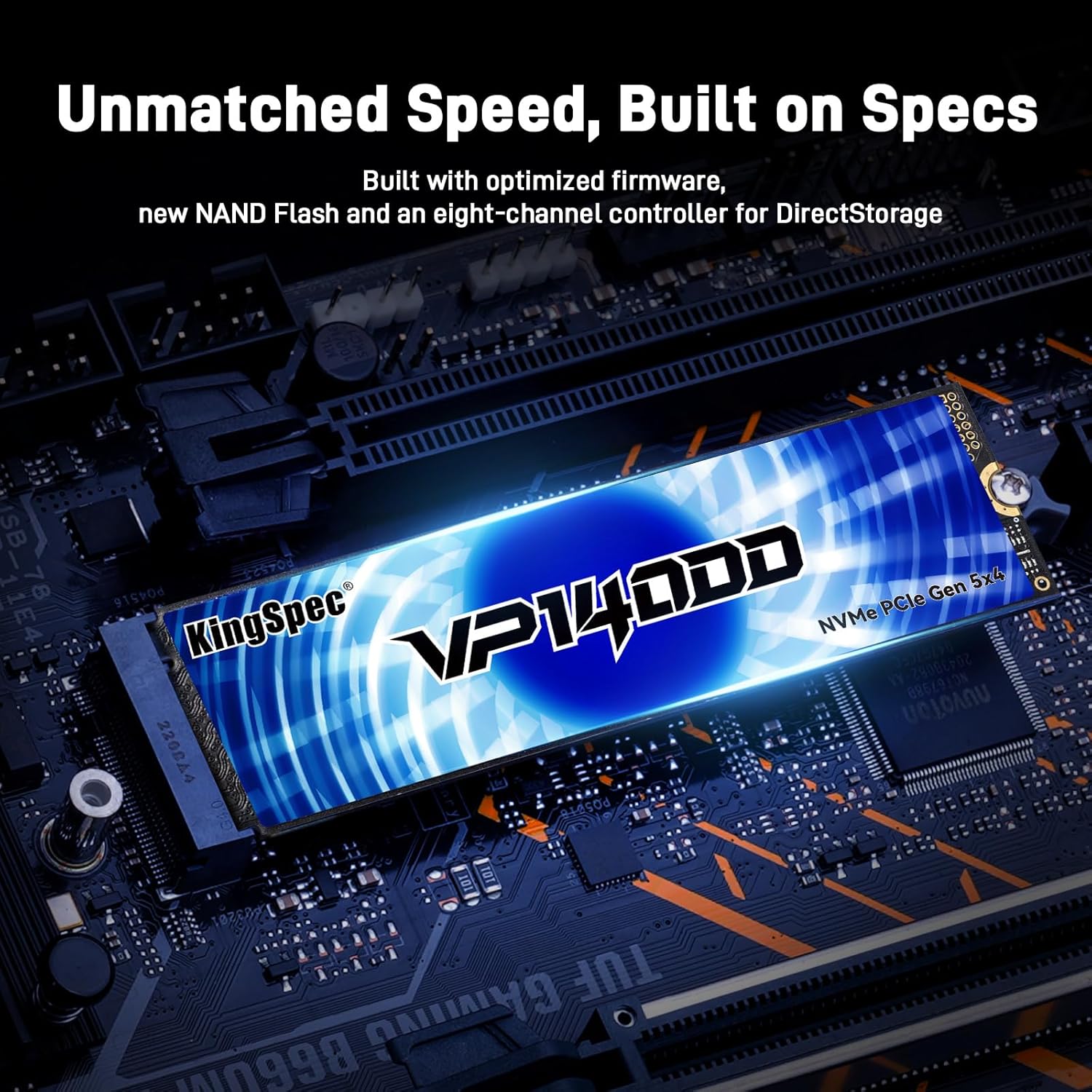 KingSpec 1TB M.2 Gen5 NVMe SSD 2280 Internal Solid State Drive | Up to 14,000MB/s Read Speed for Gaming PC, Video Editing, Content Creation, PS5 Compatible