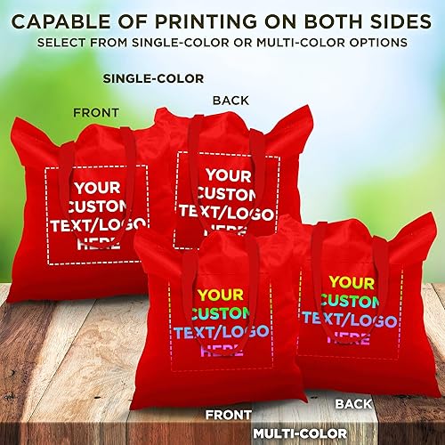 Miniatura 6 de DISCOUNT PROMOS Juego de 10 bolsas de lona de algodón personalizadas, reutilizables, ideales para ir de compras, comestibles, playa, picnic,