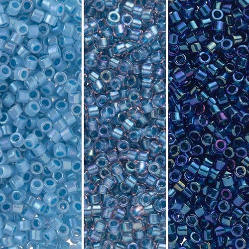 Miyuki Delica - Juego de cuentas para semillas, tamaño 110, color azul interior forrado colección DB1761, DB1762, DB1763