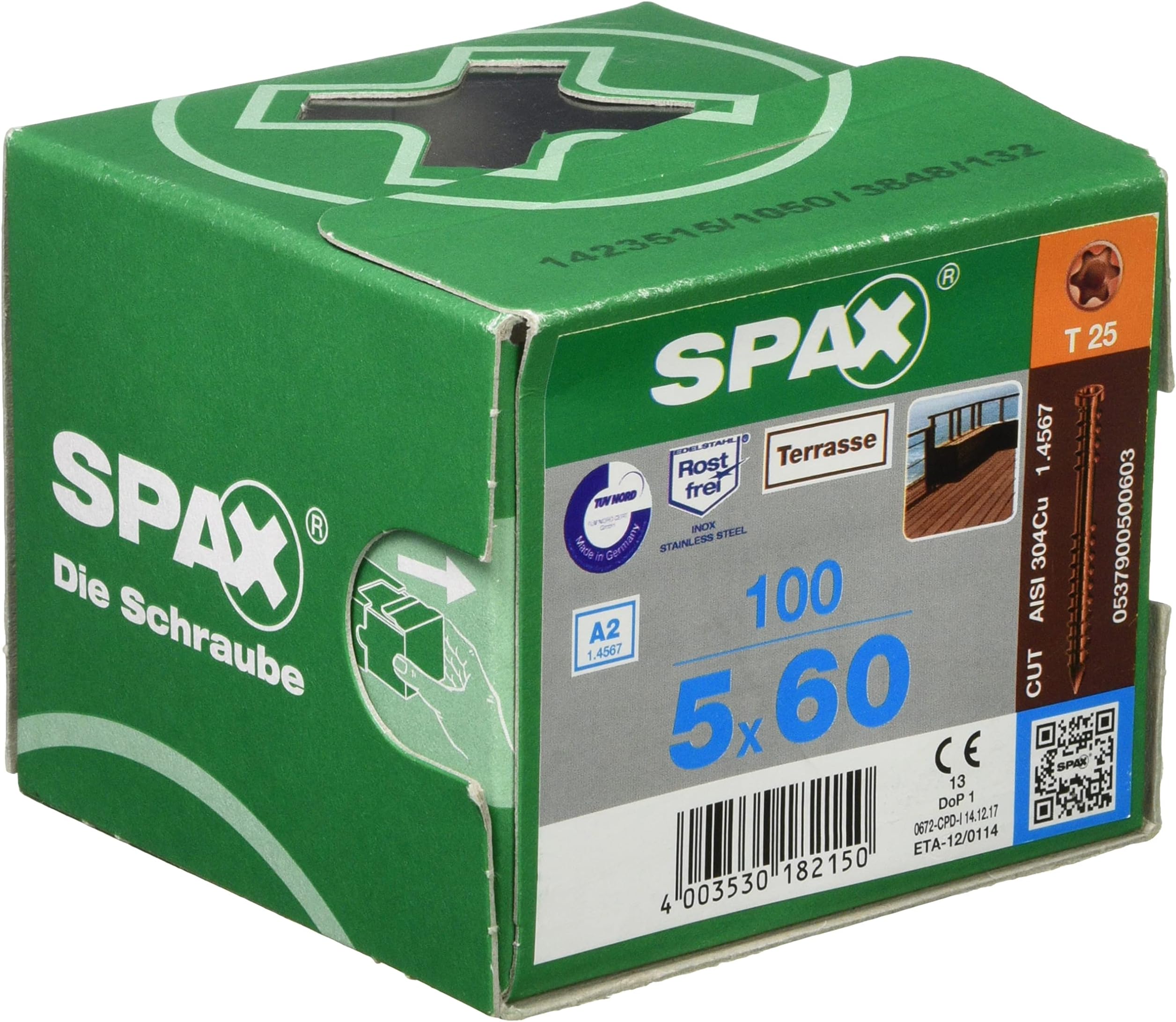 Terrassofix Terrassenschrauben Antikbraun 5,0x60mm - 100 Stück Set Für Holzterrassen