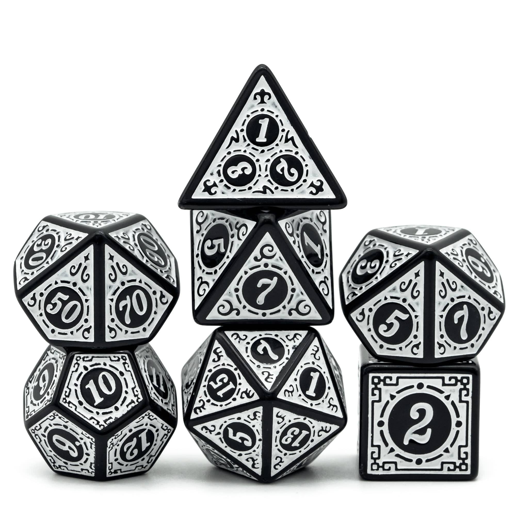 DND Dice Set -D&D Polyhedral Dice (7 Pcs) with Gift Leather Dice Bag for Dungeons and Dragons Role Playing Dice Games RPGs (Dice-White with Black Edge)