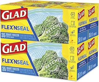 Glad Food Storage Glad Flexn Seal | Freezer Quart Bags - 35Count(Pack of 4) | Package May Vary