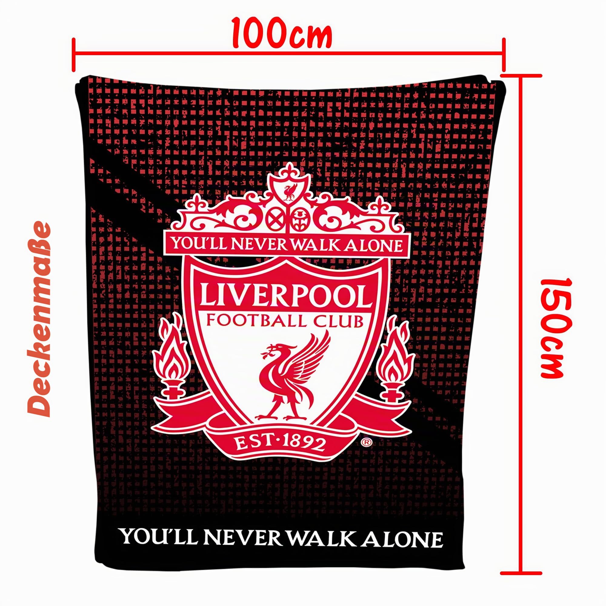 Todd Linens Fleecedecke mit Liverpool-Fußball-Wappen, weich, LFC, warm, Sofa, Reisedecke, Netzstoff, Geschenk für Männer, Kinder, Teenager, 100 x 150 cm