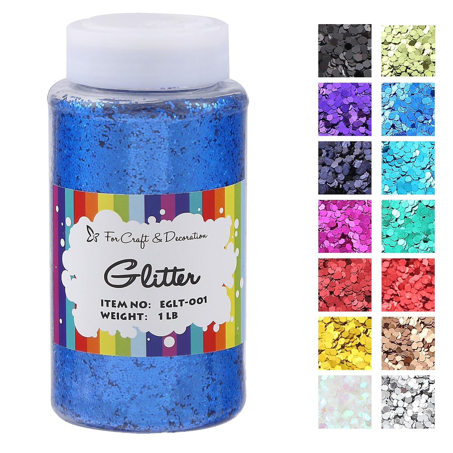 1 Pound Bottled Craft Glitter for Craft and Decoration (Silver)