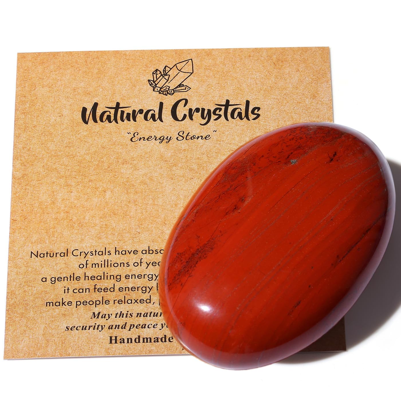 MAIBAOTA 2.4" Large Red Jasper Crystals Stone Polished Palm Stone Healing Crystals 0.7" Thick Natural Reiki Gemstone Worry Stone Energy Balancing Anxiety Stress Relief Meditation 1 Pc