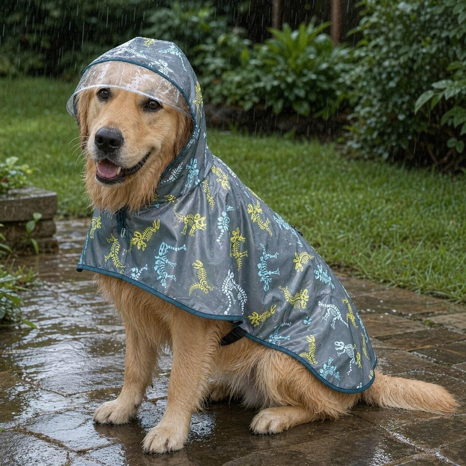 Poncho Impermeable para Perros con Capucha, Material Ligero, Diseño Ajustable, Capucha Transparente, Ideal para Paseos en Días de Lluvia, 4XL