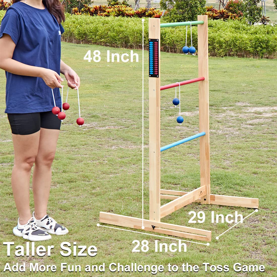 ApudArmis Ladder Toss Game Set, 48x28In Pine Wooden Golf Ladder Lawn