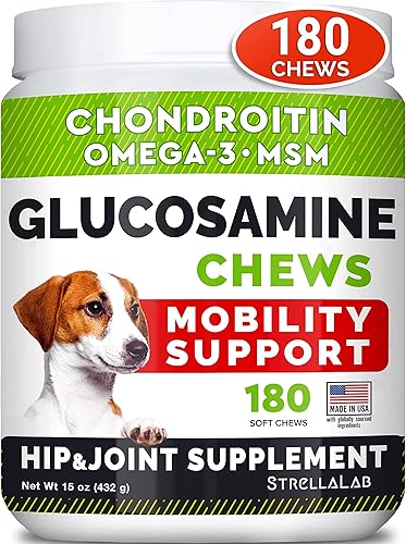 Miniatura 15 de Golosinas de glucosamina para perros – Suplemento para articulaciones con aceite de pescado omega-3 – condroitina, MSM – Masticables de movilidad