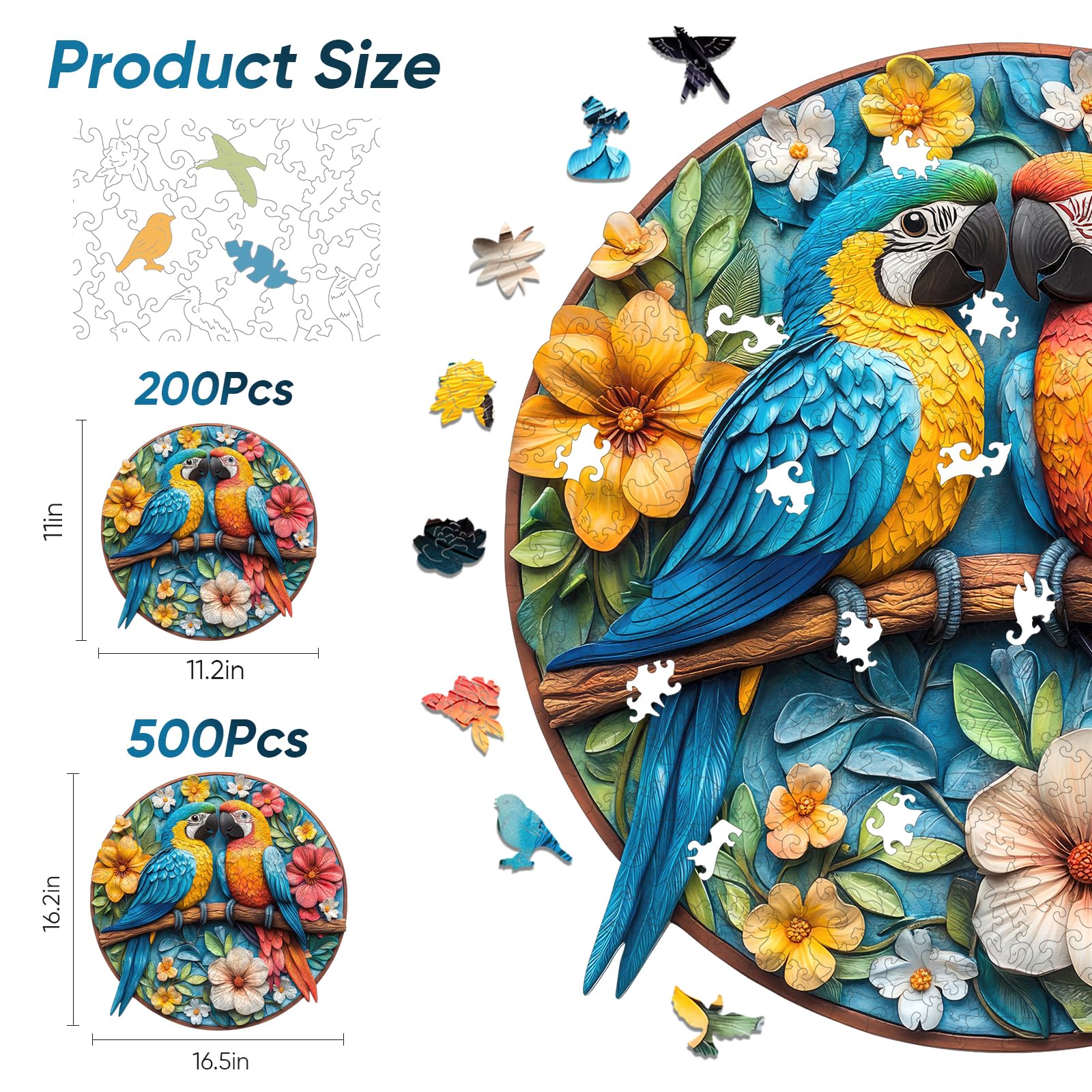 Amazon.com: Mys Aurora Wooden Puzzles for Adults Round Parrots