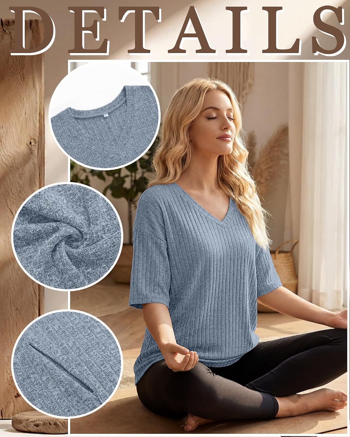 Ficerd 4 Pack Women's Oversize Nursing Shirts for Breastfeeding Hidden Zipper Ribbed V Neck Short Sleeve Maternity Tops