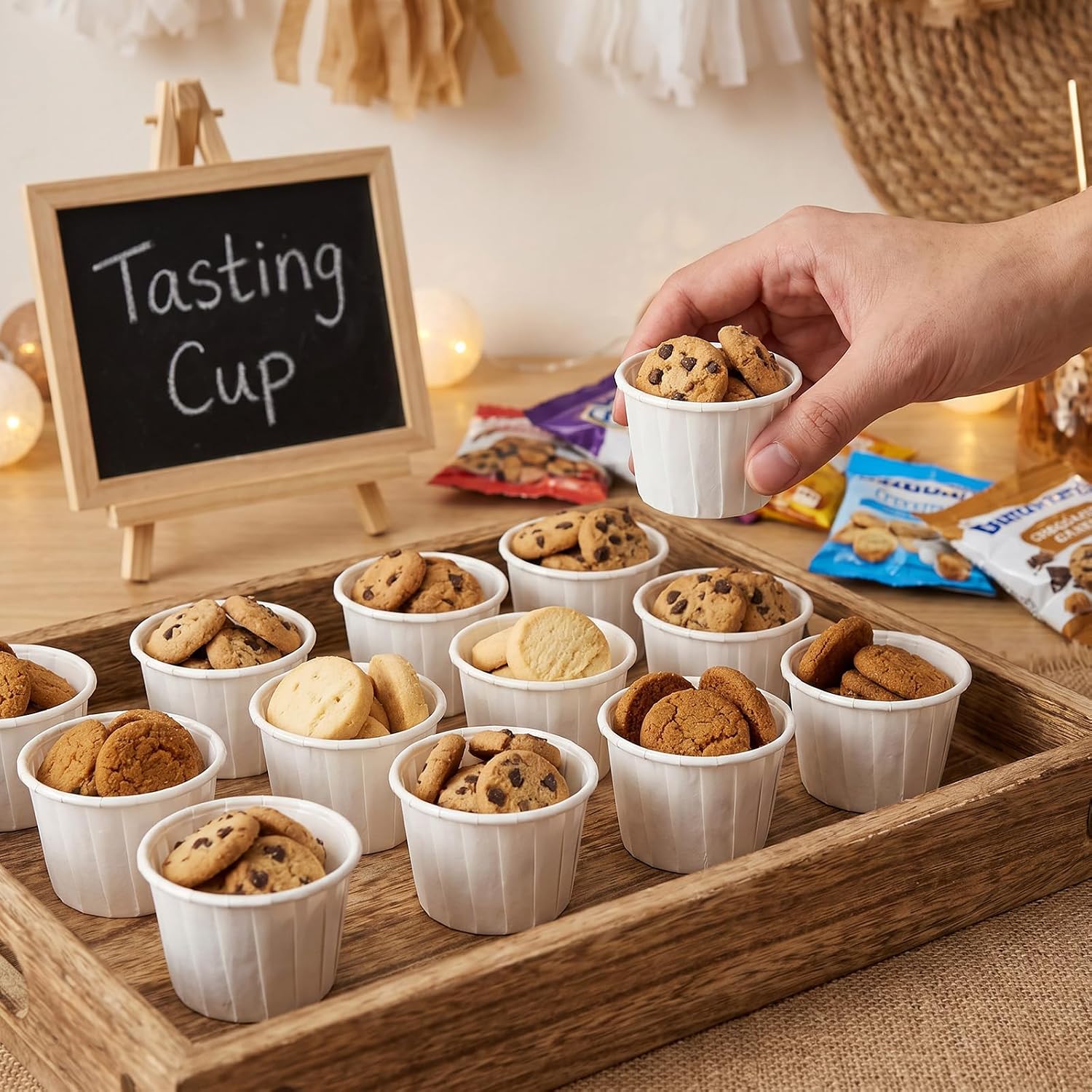 MAQUITA 1000 Pack Sample Cups for Tasting, Mini Paper Cups 0.75 oz Disposable Souffle Portion Cup for Medicine Pills Condiments Dessert, Greaseproof White Paper