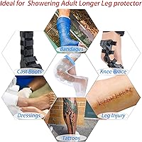 Vista 5 de Protector extra grande para piernas de adulto para ducha, cubierta completa de fundición para protector de ducha, funda de tocador fundida, bolsa