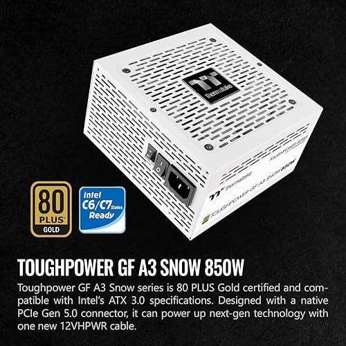 Miniatura 2 de Thermaltake Toughpower GF A3 Snow Edition 850 W 80+ Gold Full Modular SLICrossfire Ready ATX 3.0 Fuente de alimentación conector PCIe Gen.5 450W