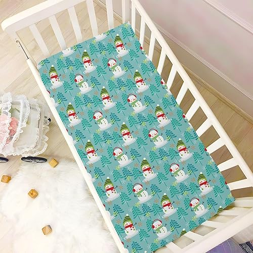 Miniatura 5 de Cute Snowman Crib Sheets - Stretchy Fitted Crib Sheets for Boys Girls, Unisex Cozy Baby Crib Sheet 28 x 52 x 9 Inches