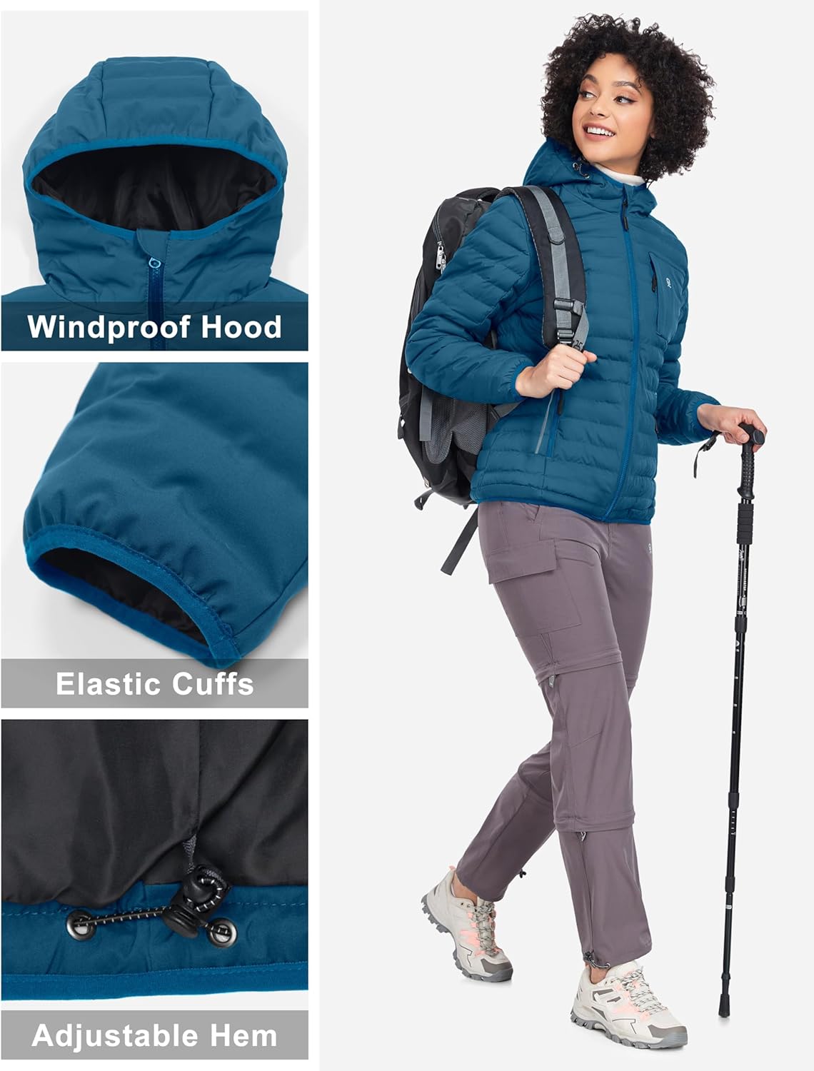 Little Donkey Andy Women's Warm Waterproof Puffer Jacket Hooded Windproof Winter Coat with Recycled Insulation