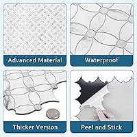 Vista 3 de SUNWINGS Azulejos Autoadhesivos de Moneda de Despegar y Pegar de 10 Hojas con Chorro de Agua para Salpicadero, Paneles de Pared de Mármol Blanco