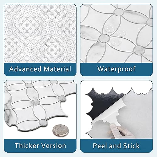 Miniatura 3 de Sunwings Azulejo de pared para cocina, azulejos de mosaico cuadrado de mezcla de colores para baño, 9 x 9 pulgadas, 20 hojas