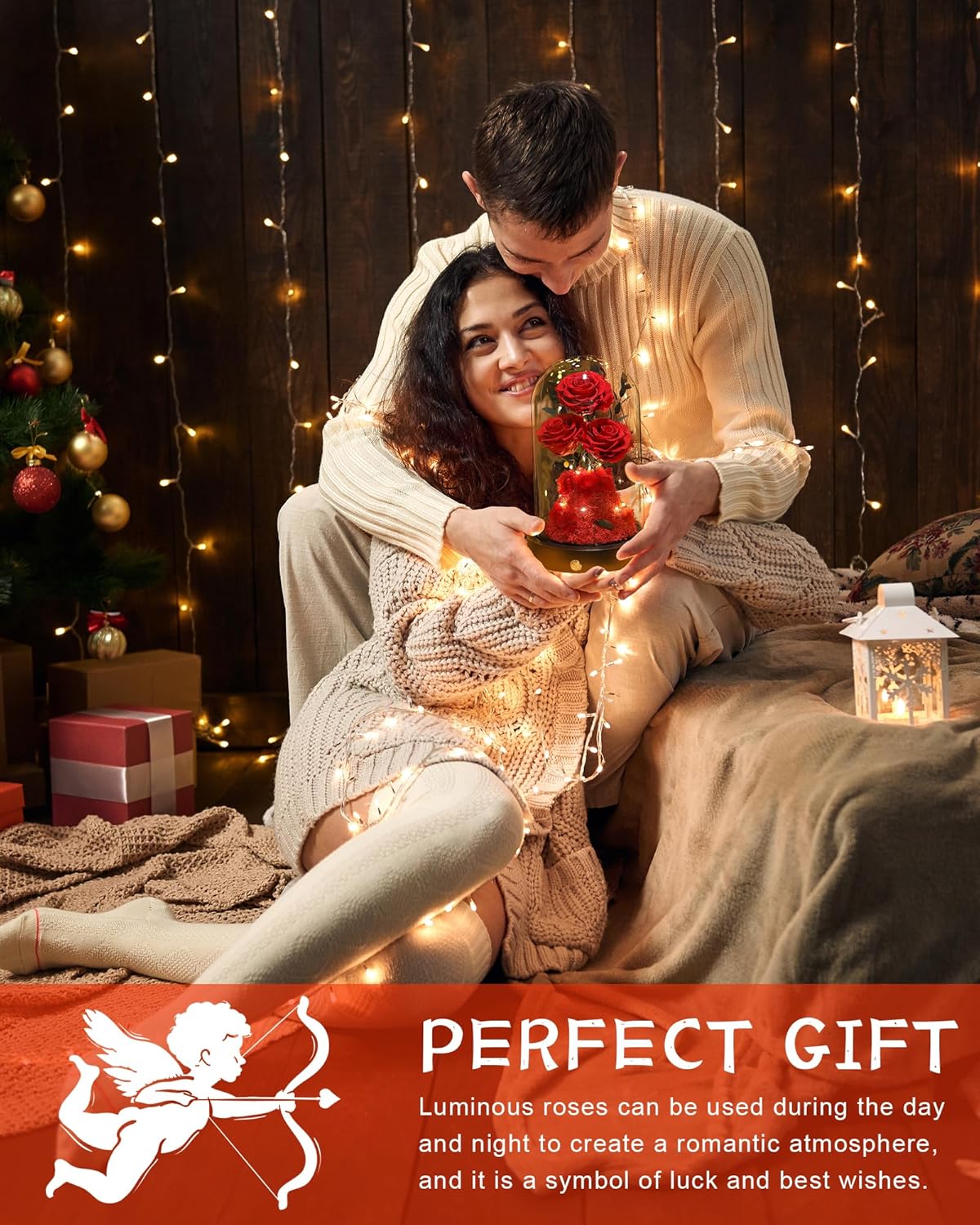 Valentines Day Flowers Roses Gifts for Women Her,Forever Preserved Rose in Glass Dome, Valentines Anniversary Birthday Real Roses Gifts for Wife Women Girlfriend Best Friend/Red