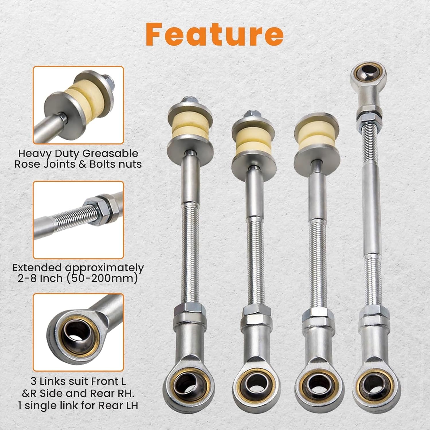 For Nissan For Patrol Gu Y61 2-8"Inch Lift 4X Front +Rear Hd Sway Bar Extension Kit Car Stabiliser Bars