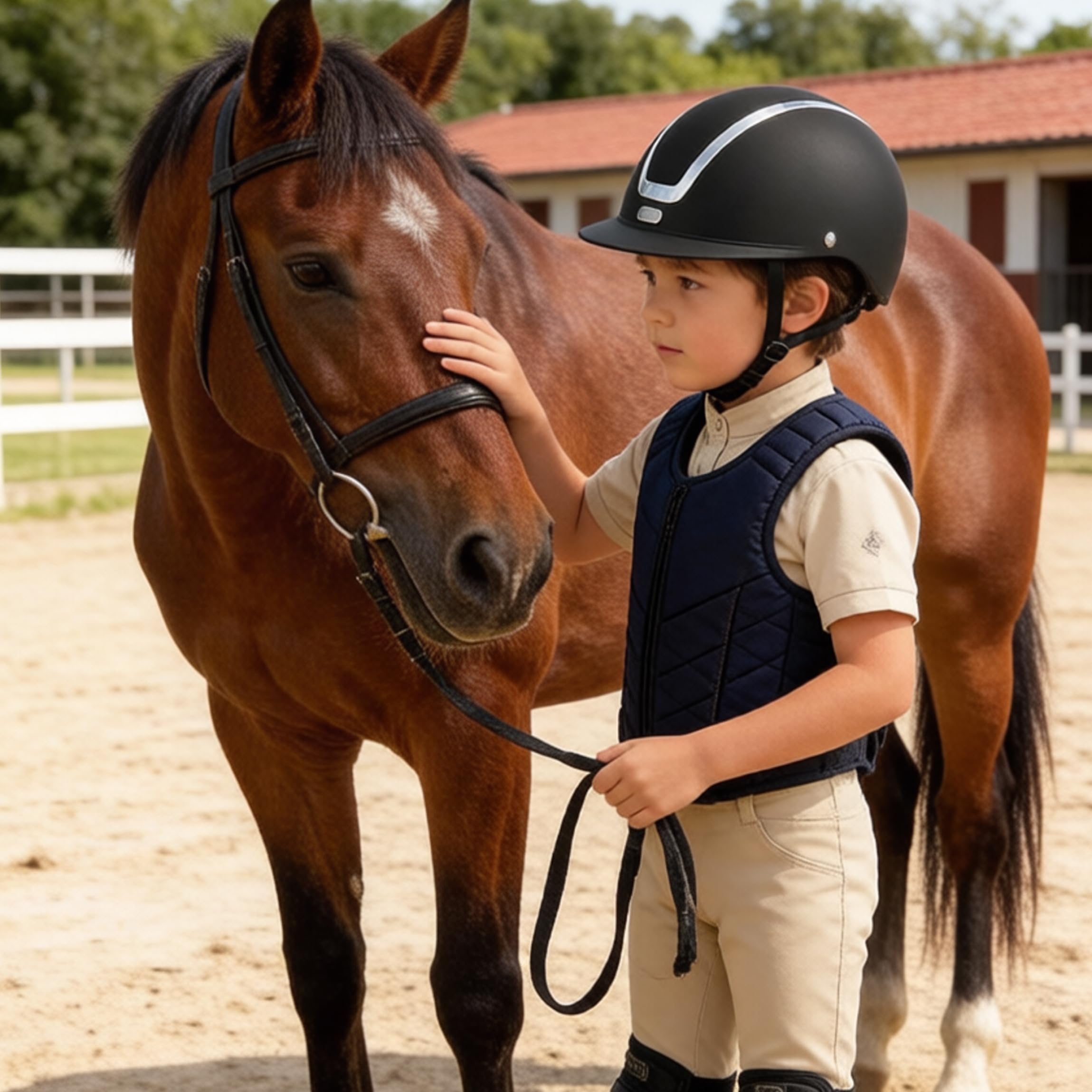Casco para Montar a Caballo, Casco para Montar a Caballo para niños Resistente Impactos para Entrenamiento al Aire Libre, Negro Mate, Ajuste Ajustable de 48-52 cm