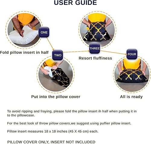 Miniatura 7 de Fundas de almohada decorativas  Juego de 4 almohadas de terciopelo negro y dorado suave de 18 x 18 pulgadas, fundas de cojín geométricas cuadradas