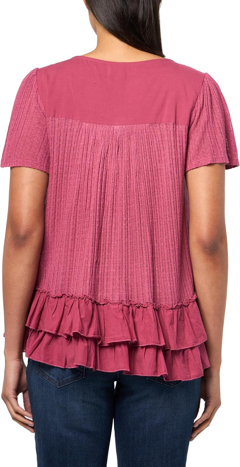 Lucky Brand Womens Smocked Lace Tee - Image 2