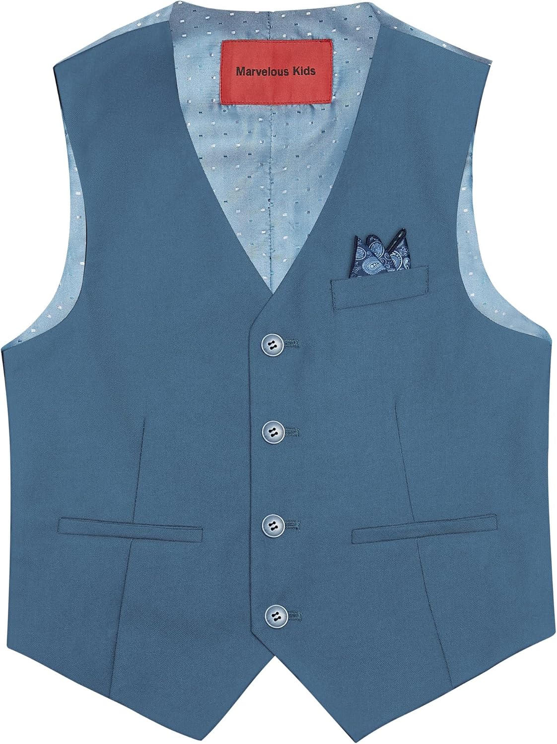 Boys' 6-Piece Formal Slim Fit Suit Set, Vest, Pants, Dress Shirt, Tie, Pocket Square, and Bow Tie - Image 4