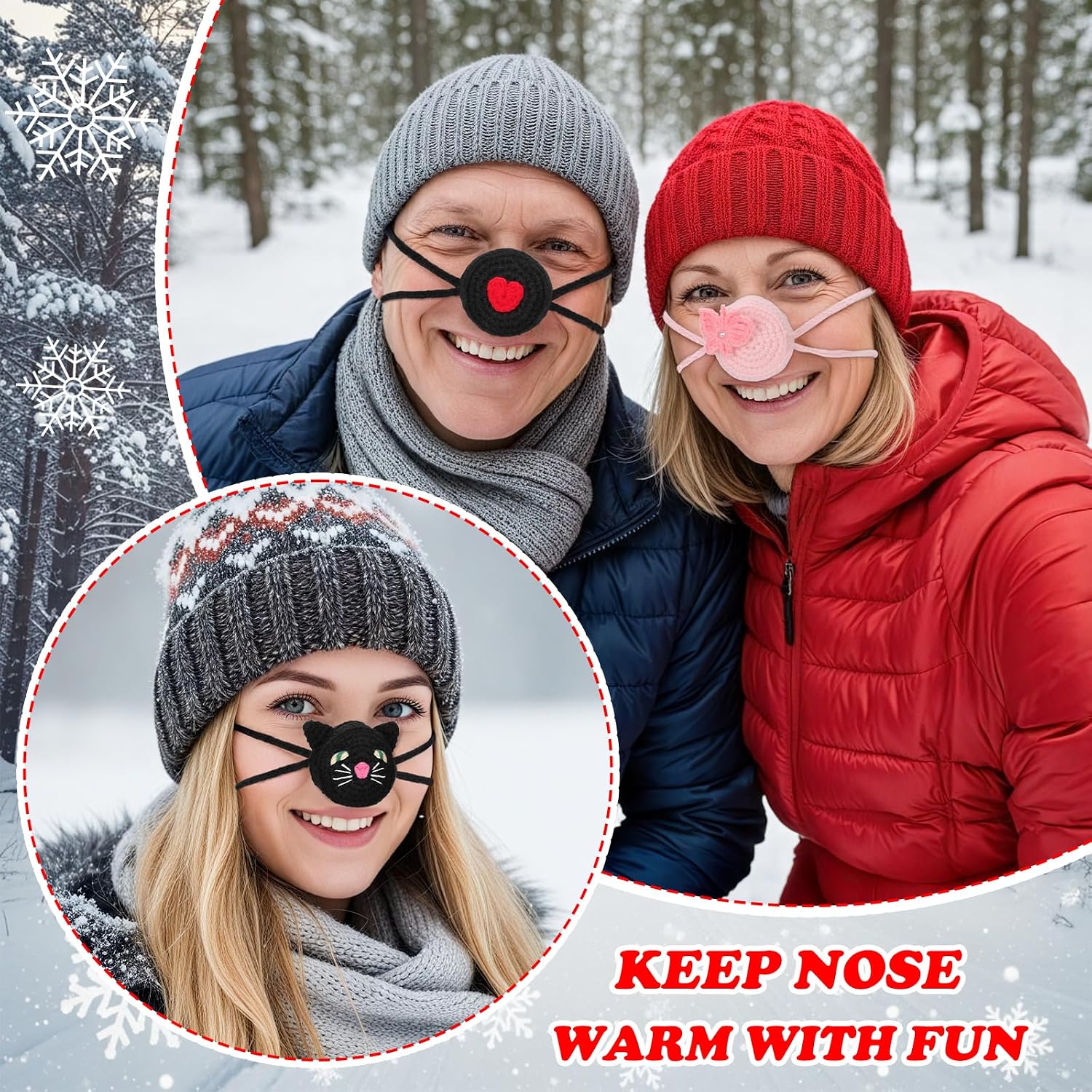 FunisFun Crochet Nose Warmer for Winter Adjustable Nose Cover for Women Men Cold Weather Snow Outdoor Activities Gag Gift