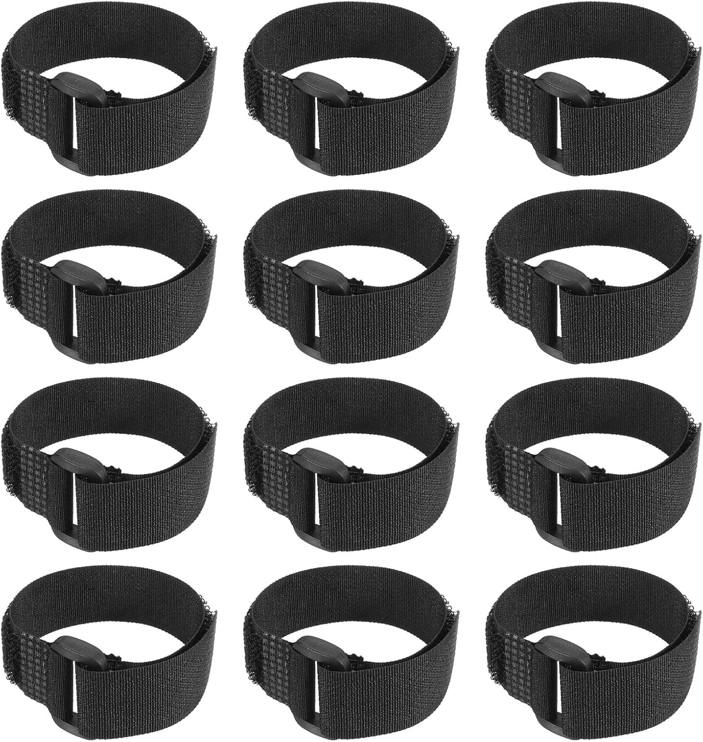 PATIKIL Reusable Cable Ties 8x1inch, 12 Pack Adjustable Hook and Loop Straps Multipurpose Nylon fastening Cord Wrap for Organizer or Storage, Black