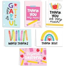 Hadley Designs 24 Teacher Thank You Cards with Envelopes - 6 x 4 Teacher Appreciation Cards Bulk, End of School Year, Graduation 2026, Teachers Appreciation Week, Thank You Teachers Card from Student