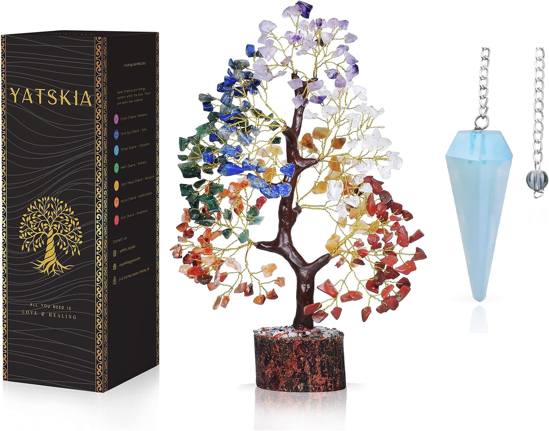 Amazon.com: YATSKIA Chakra Tree of Life - Opalite Crystal, 7 Chakra ...