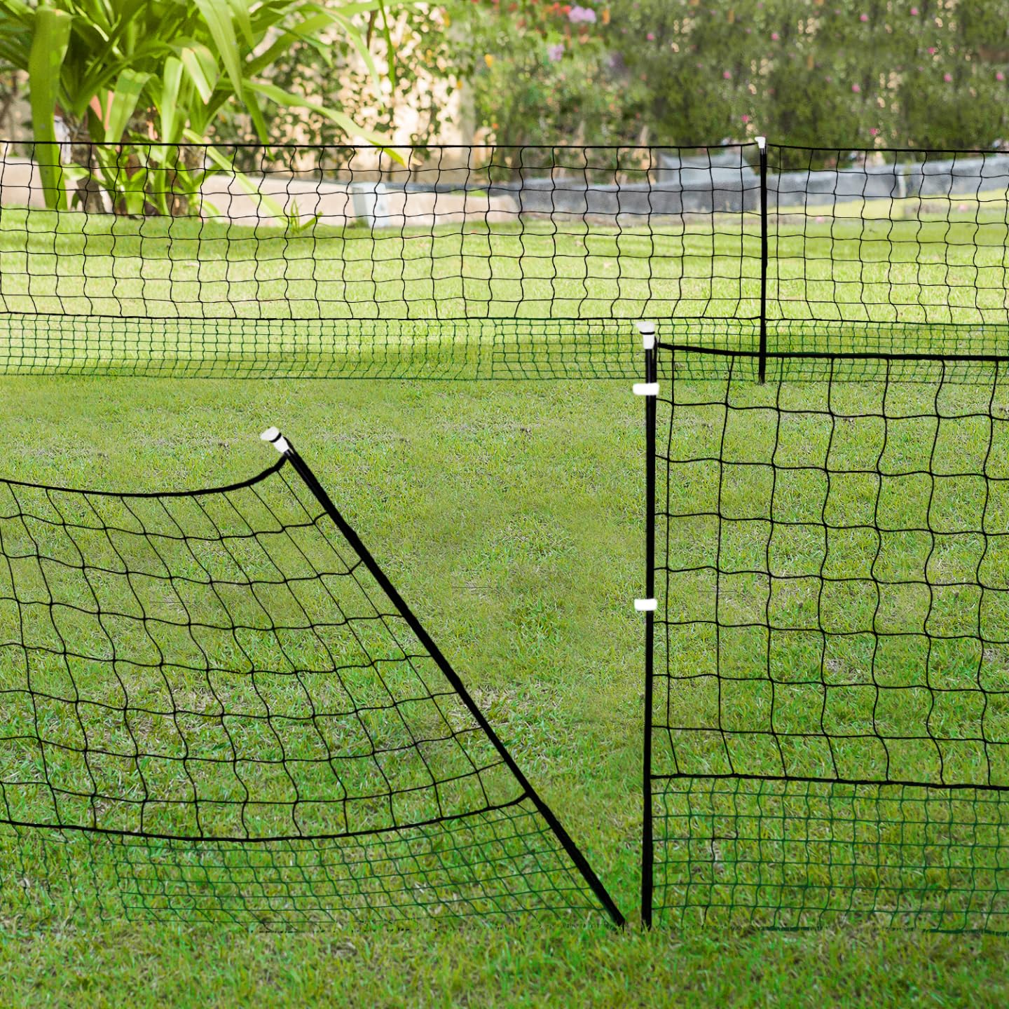 IDMarket – Kit de valla de red de gallinas 50 m con puerta 15 estacas doble punta