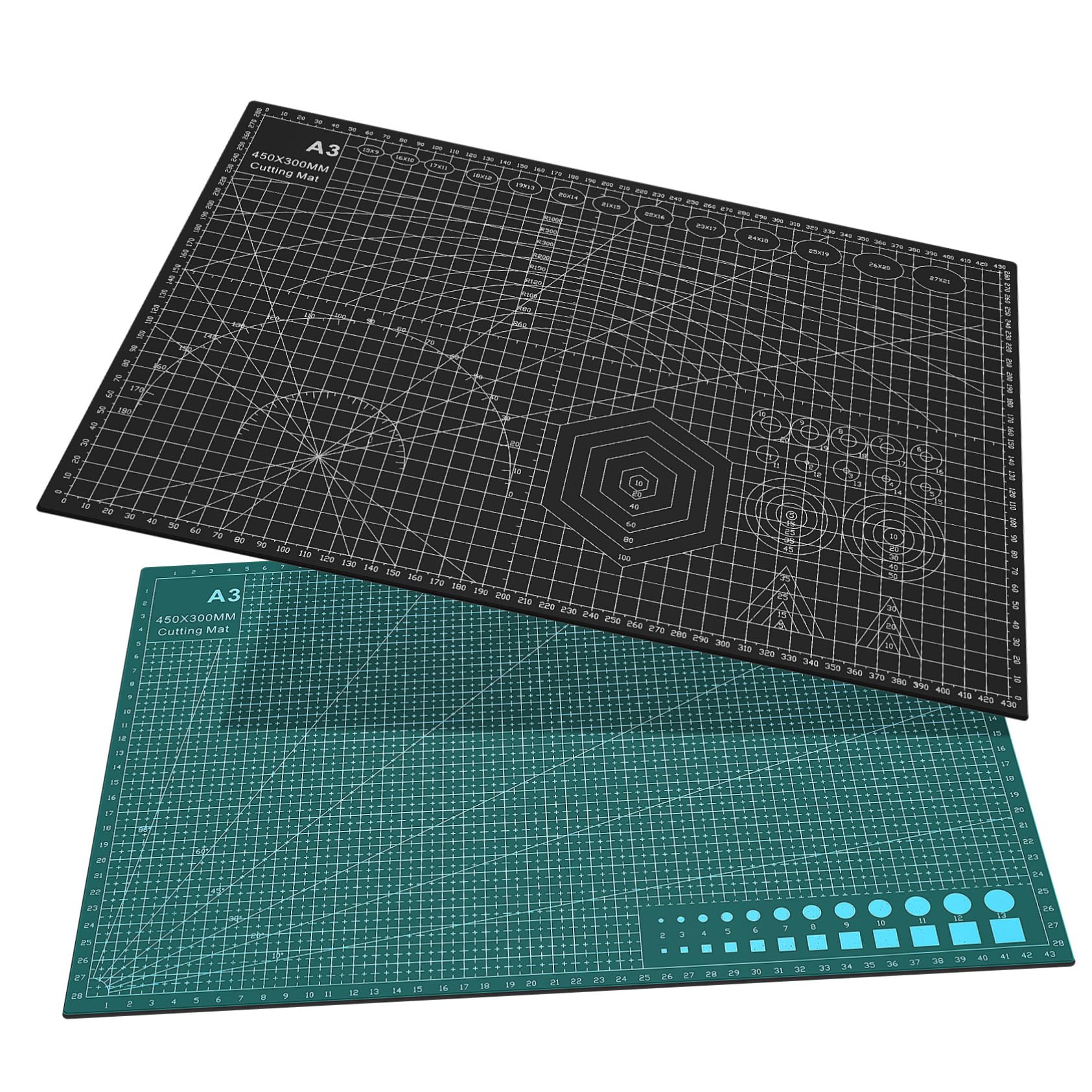 GRIRIW 2 Pcs Double-Sided Cutting Mats for Crafts Sewing Gridded Cutting Mats Precision Measurements