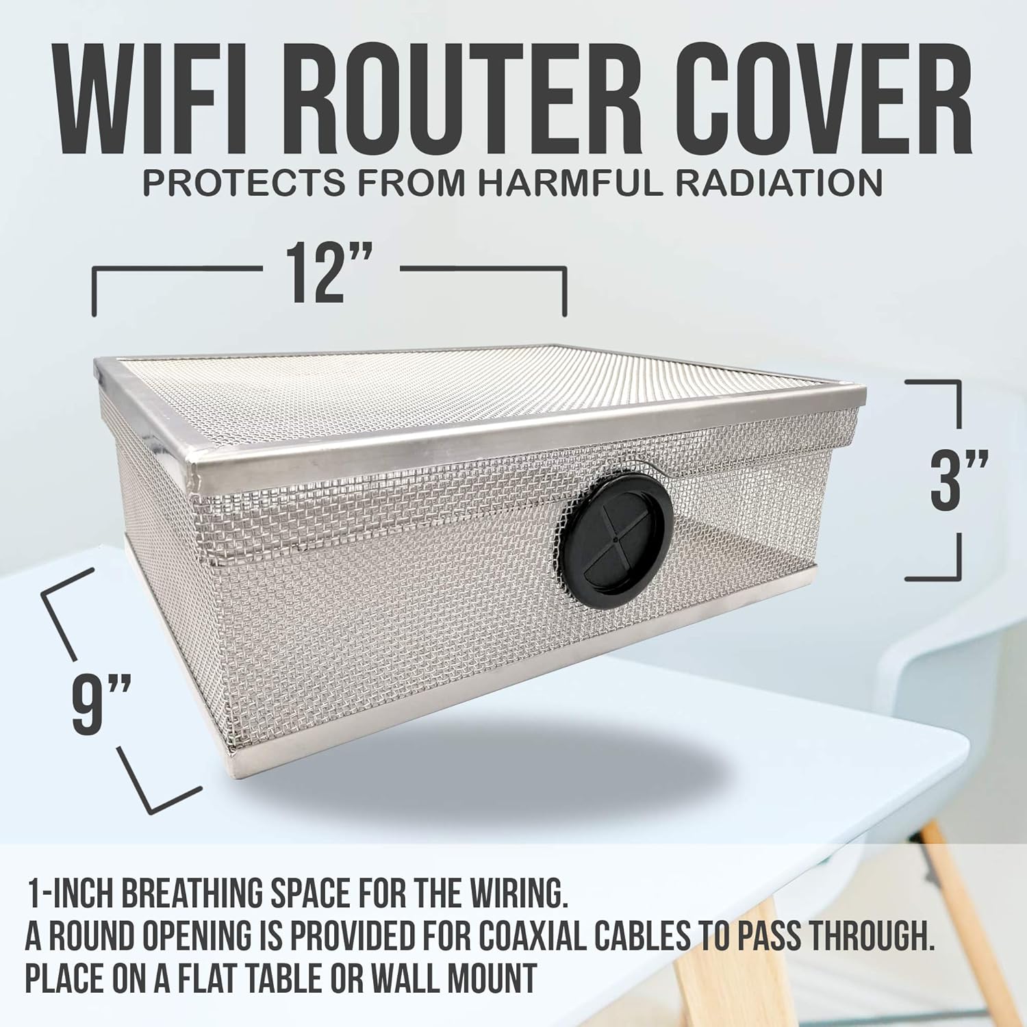 JJ Care [Upgraded WiFi Router Cover, EMF Guard, Blocks Up to 95% of EMF RF Waves, 12” x 9” x 3”, EMF WiFi Cover, WiFi Radiation Cover, EMF Protection Router Shield, and Universal Fit – Silver: Industrial & Scientific