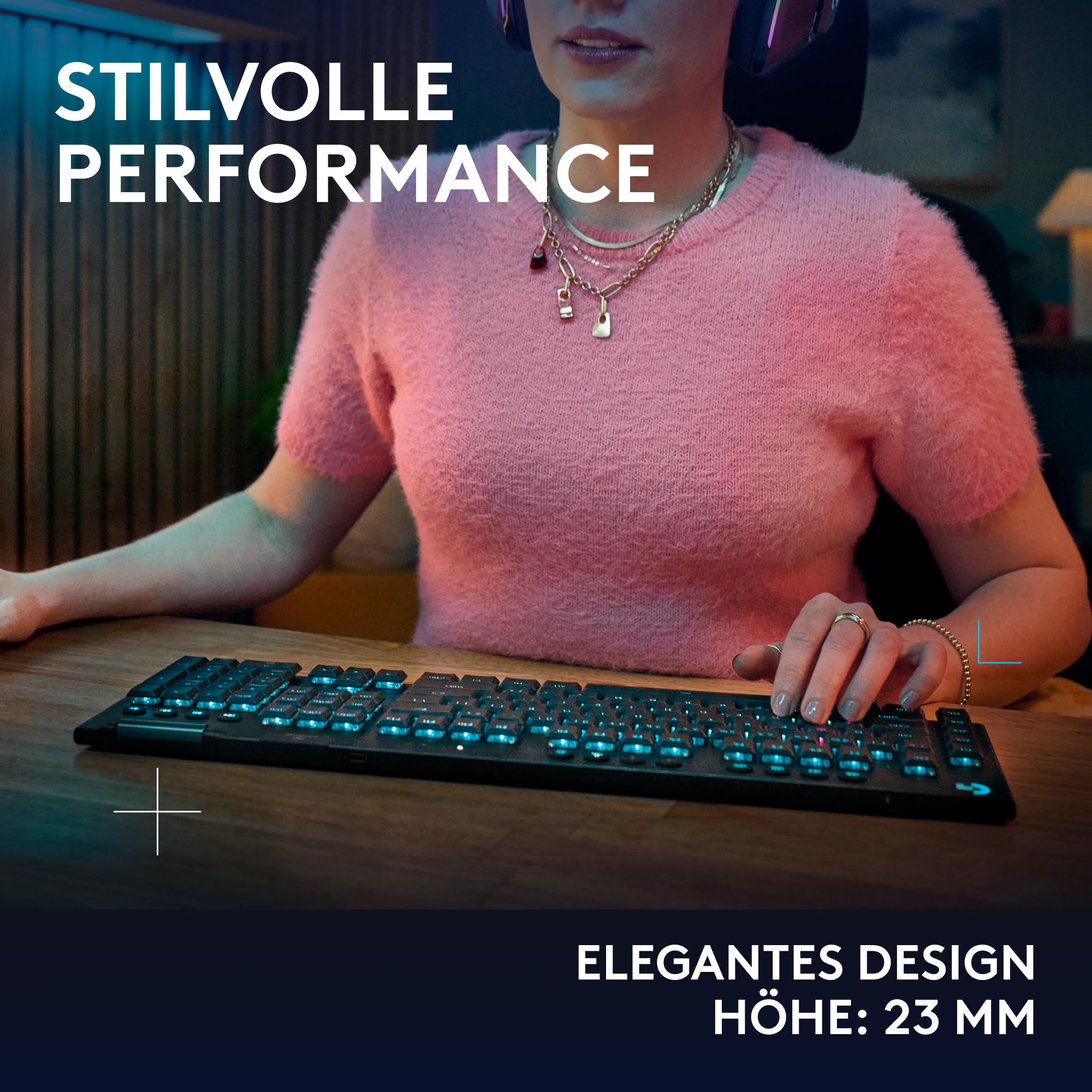 Logitech G G915 X Lightspeed - Kabellose, Flache Gaming-Tastatur, Double-Shot-PBT-Tastenkappen, voll programmierbare Tasten, RGB-Hintergrundbeleuchtung, GL Brown-Tactile, PC/Mac, DEU QWERTZ -Schwarz