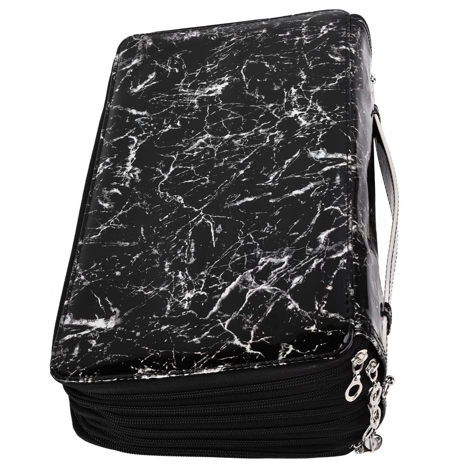 Estuche para Lápices Tela Oxford 360 Agujeros Gran Capacidad Cuidadosamente Prensado Sensación Cómoda Caja de Papelería con Cremallera Brillante con Asa 3 Colores(negro)