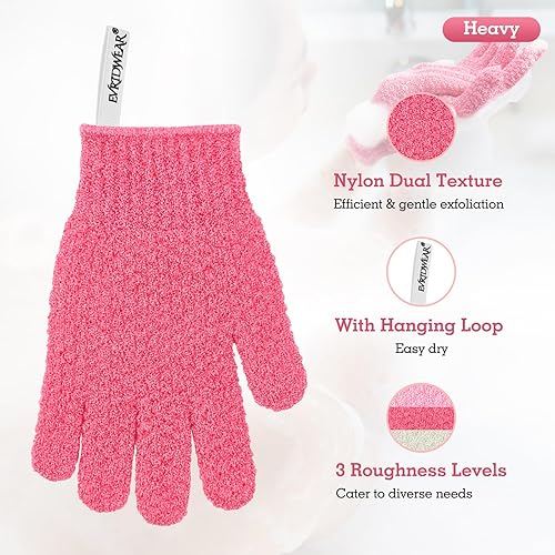 Miniatura 10 de Evridwear Guantes exfoliantes para ducha, 100% nailon, gruesos, suaves, medianos, pesados, removedor de piel muerta, limpiador corporal, piel lisa