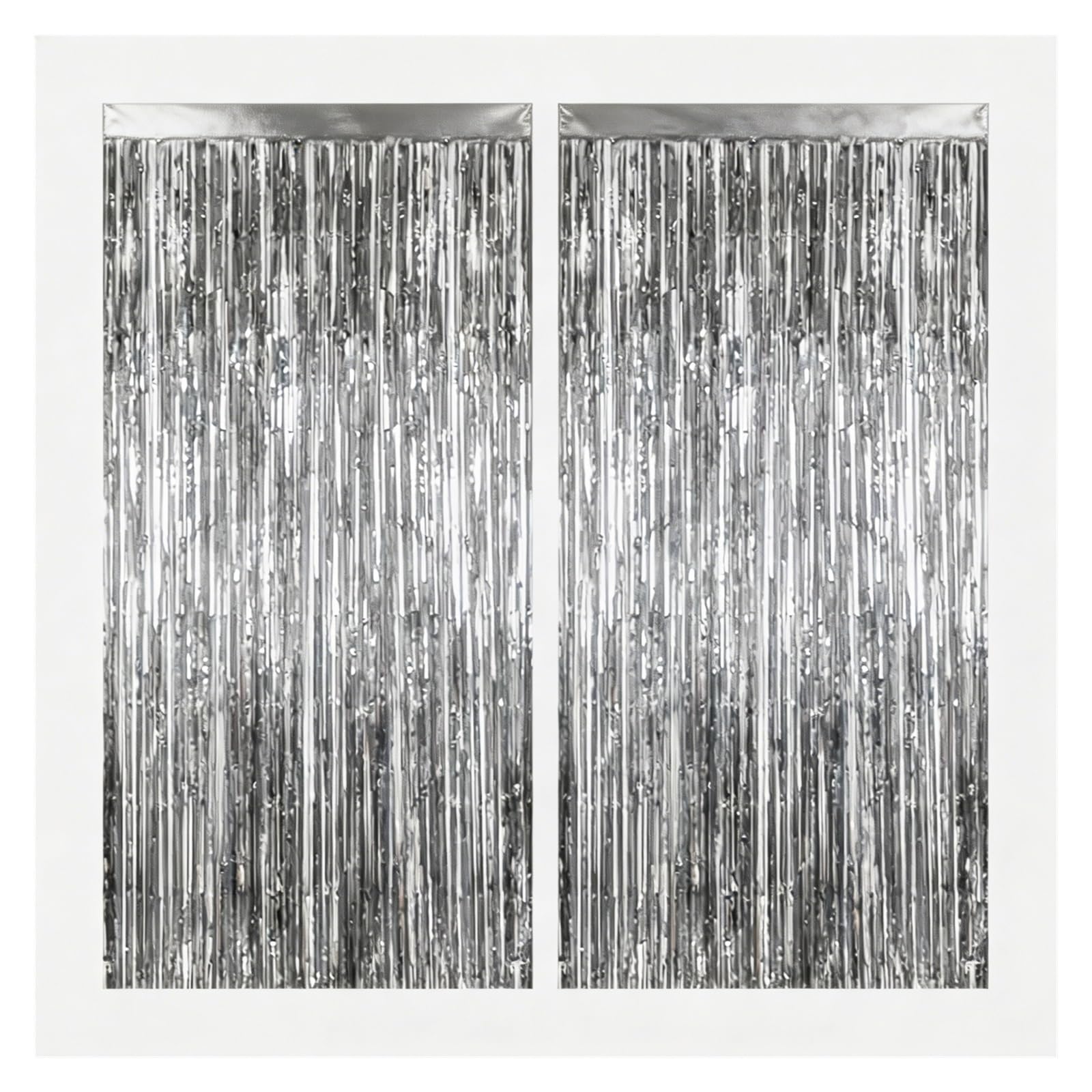 Cortinas con flecos de papel aluminio plateado 20 piezas, cortinas fondo for decoración fiestas, puertas y paredes Para Hogar