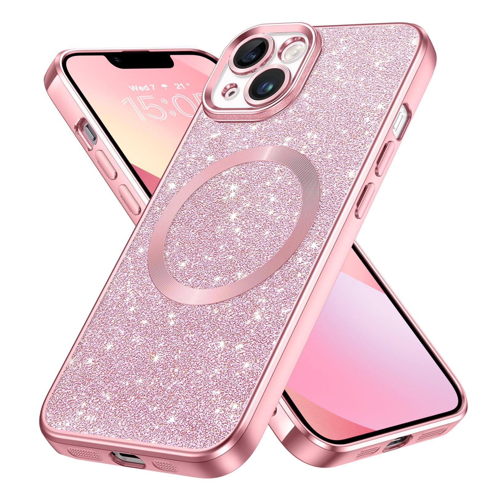 GaoBao fr iPhone 13 Hlle Glitzer, Handyhlle iPhone 13 Glitzer fr  MagSafe, Keine Vergilbung, Kratzfeste, Dnn Weiches TPU Stofeste  Ganzkrperschutz Schutzhlle fr 6.1" Case, Rosa: Amazon.de: Elektronik &  Foto