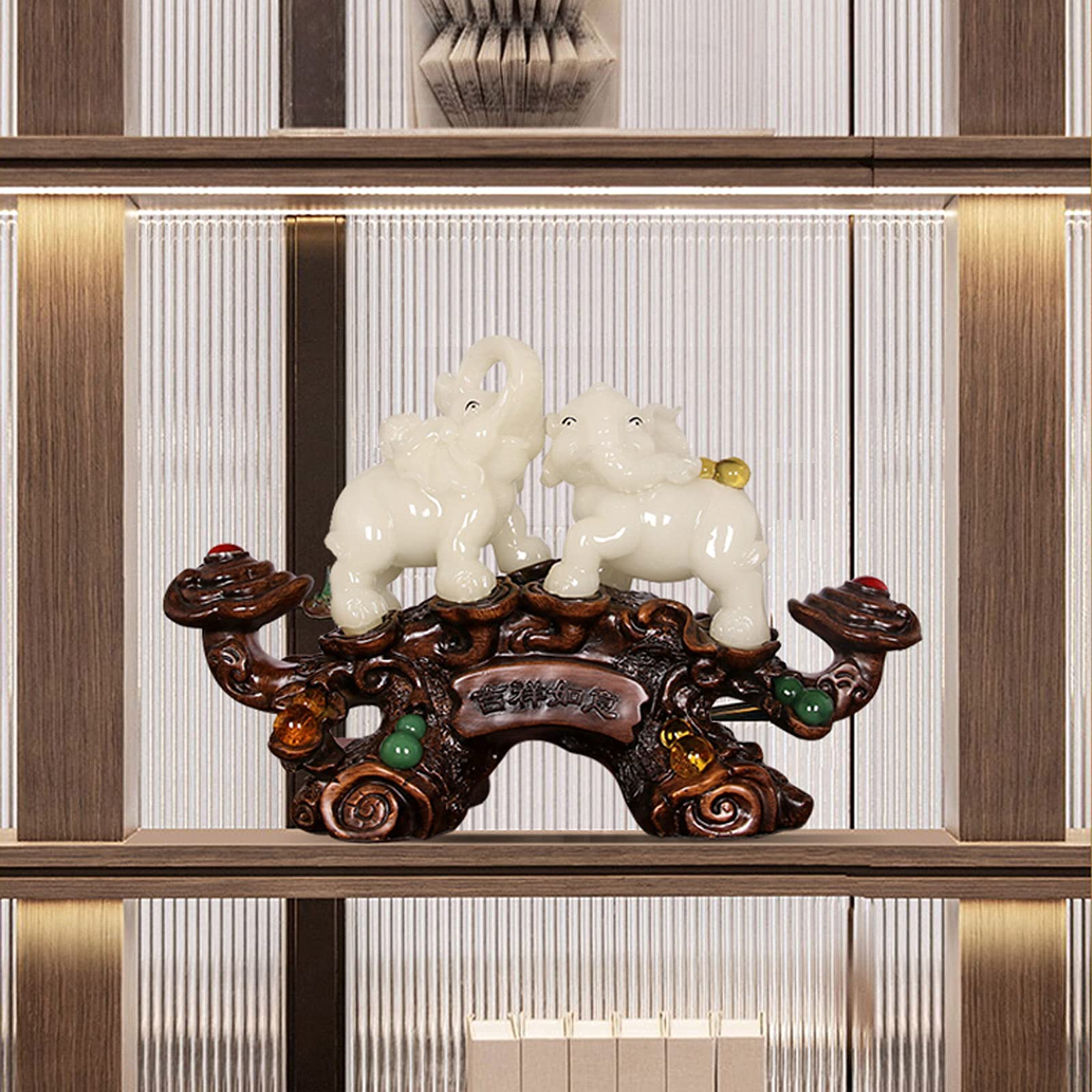Feng Shui Éléphant Statue Richesse Chanceux Figurine Feng Shui Décor Bureau Maison Bureau Décor Grande Taille Sculpture Figurines De Collection Cadeau Décor À La Maison