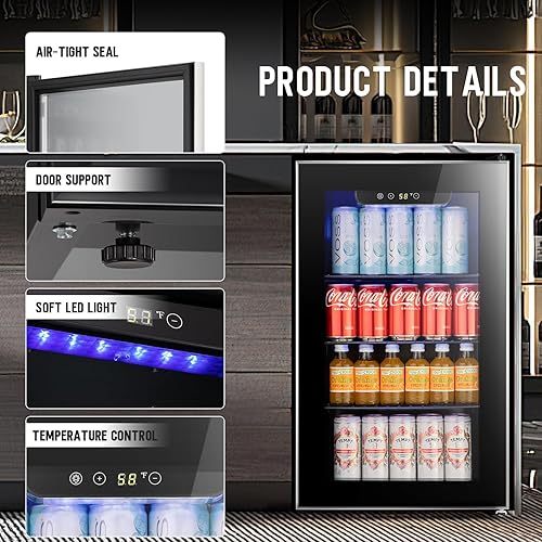 Miniatura 4 de Antarctic Star Refrigerador de bebidas aprobado por ETL, mini puerta de vidrio para 95 latas para vino de cerveza de soda, 32-61 , compresor