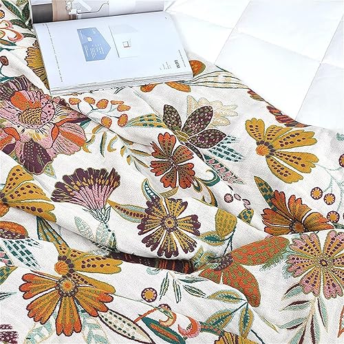 Miniatura 7 de MSGKV Manta bohemia para cama, sofá, manta bohemia 100% algodón de 80 x 90 pulgadas, manta reversible y versátil de muselina súper suave y cálida,