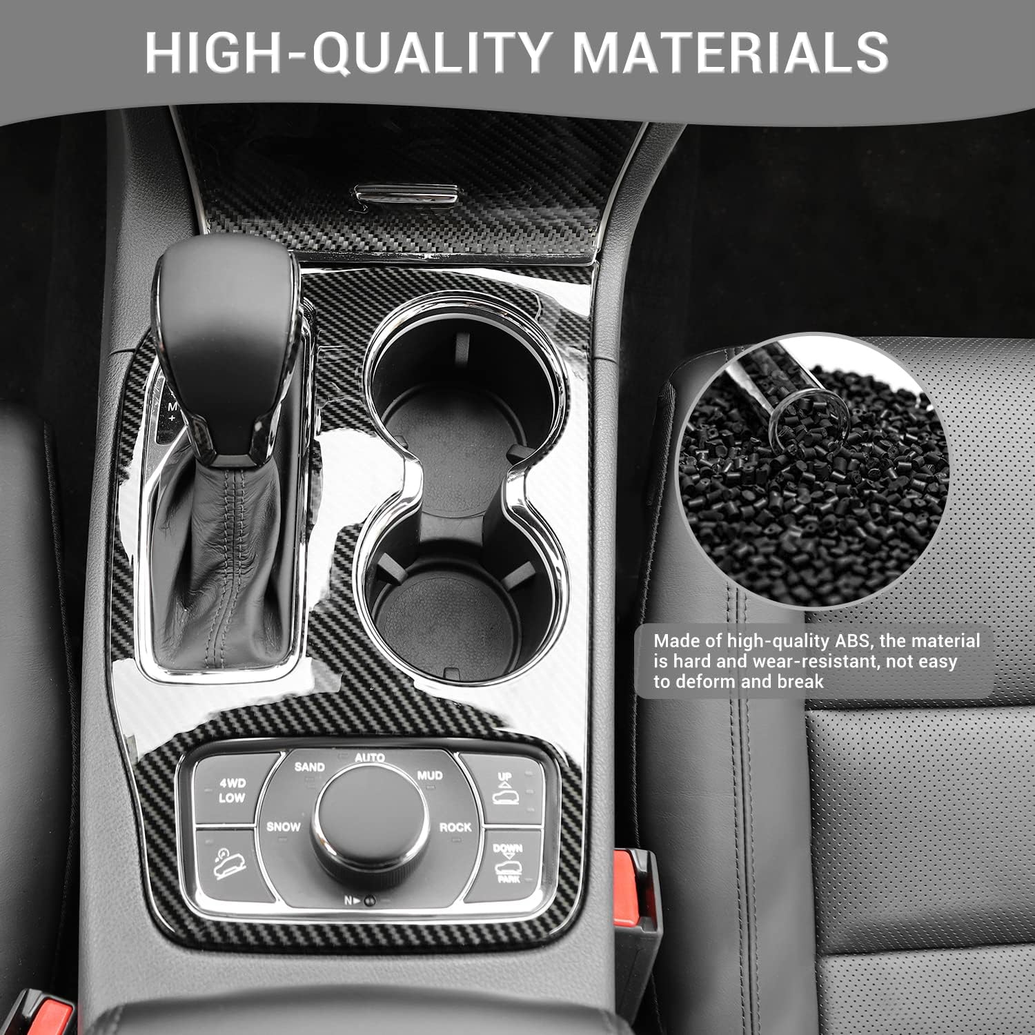 for Grand Cherokee Interior Trim Kit Carbon Fiber Compatible with Jeep Grand Cherokee 2016-2021 Carbon Fiber Interior Accessories 17pcs