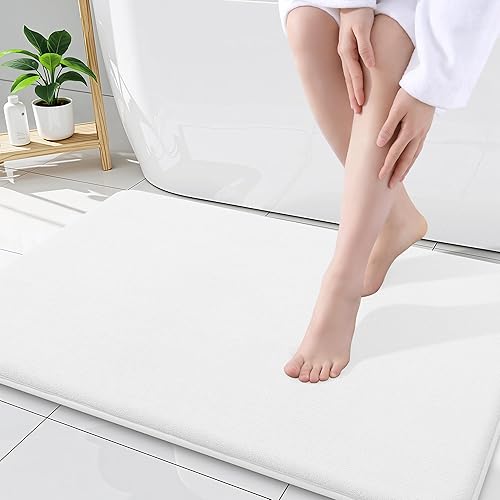 Miniatura 130 de Smiry Tapete de baño de espuma viscoelástica de 24 x 16 pulgadas, extra suave y absorbente, antideslizante, lavable para suelo, ducha y bañera,