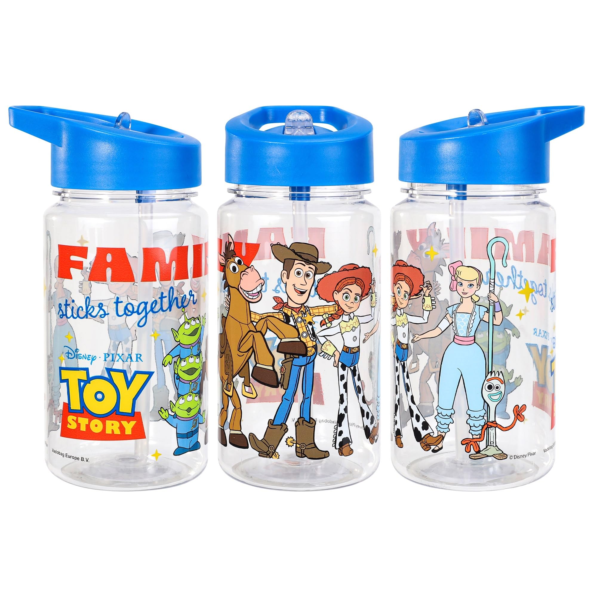TDL Kids Spill-Proof Toy Story Water Bottle 450ml – Reusable Plastic Drinks Bottle with Flip-Top Straw Lid – School Water Bottle for Boys & Girls, Nursery, Travel & Sports