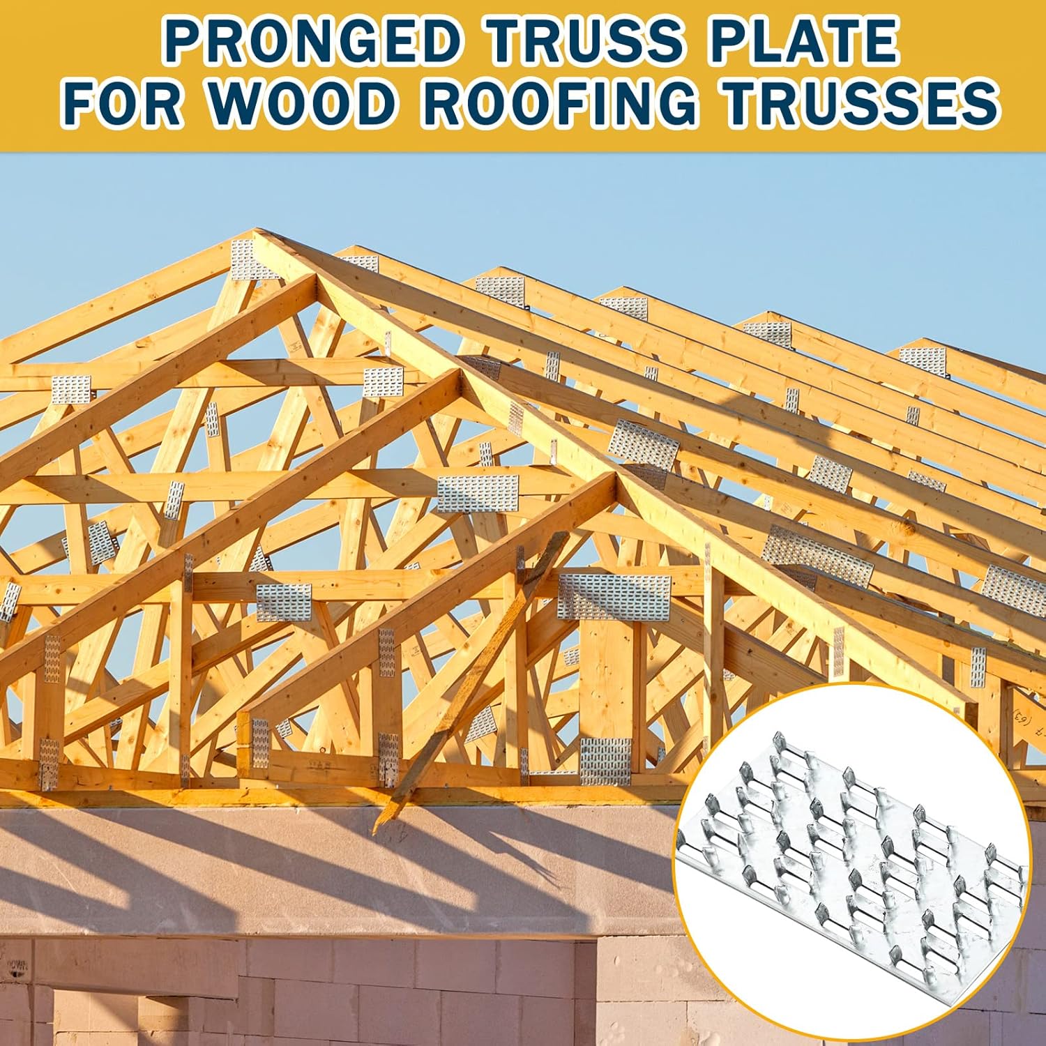 Shimeyao 40 Pcs 2x4 Inch Pronged Truss Mending Plates Galvanized Repair Tie Plates Bracket 1mm Thick Nail Teeth 8mm High for Roofing Wood Trusses Timber Connectors